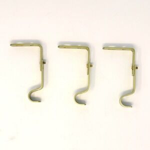 Set of 3 Gold Tone Metal Adjustable Contemporary Curtain Rod Brackets for 3/4"
